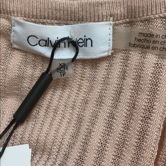 Calvin Klein sheer open front Cardigan blush - Picture 7 of 9
